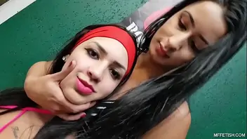 Brazilian lesbians tongue kiss