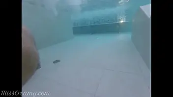 Orgasm in a public pool video