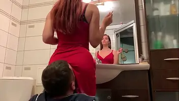 Big butt milf red dress