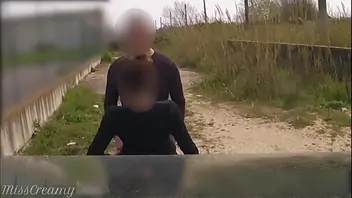 Teacher asks her student to fuck outdoors on car hood risky public sex misscreamy