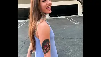 Tattooed skater girl vanessa vega in skateboarding and squirting in public