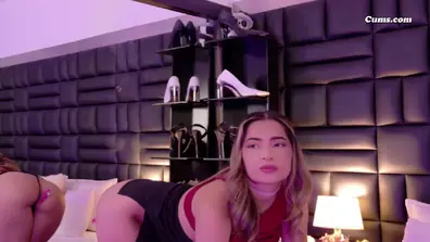 Teasing babe with nice boobs plays her wet pussy