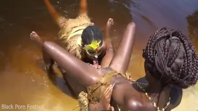 Tribal african girls performing wild sex ritual on me by the river ashy lips