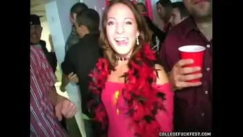 Shy girl fucked at party while people watch