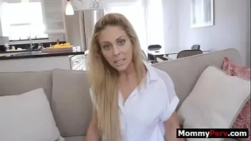 Son blackmails blonde friends mom