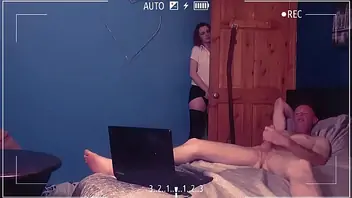 Spying mom cleaning