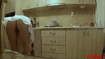 Teen cousin hot kissing in kitchen